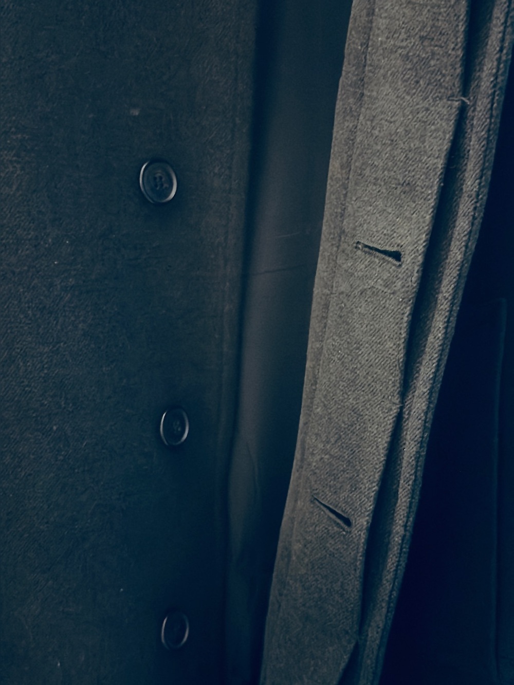 UNIQLO Men’s Large Forest Green Coat Japanese Minimalist Hidden Button Wool-Like - Picture 10 of 14